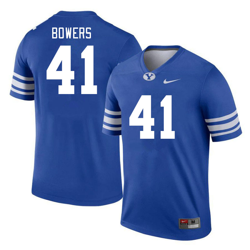 Men #41 Jackson Bowers BYU Cougars College Football Jerseys Stitched Sale-Royal